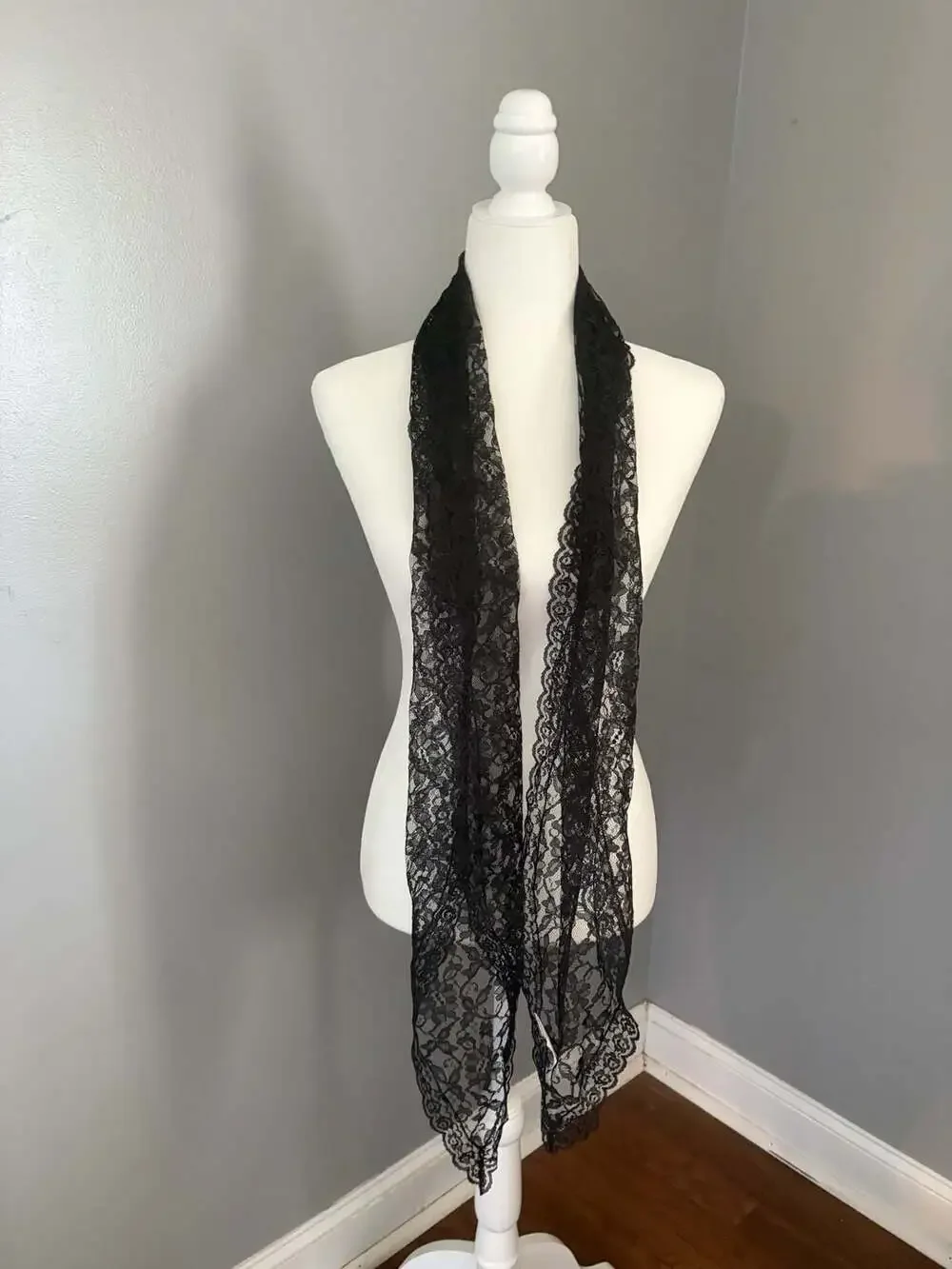 Y2k Black Lace Head Scarf